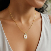 18k Yellow Gold Plated Silver Pearl Initial Zodiac & Initial Gemstone Pendant Necklace – Octagon AW24N004G