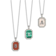 18k Yellow Gold Plated Silver Pearl Initial Zodiac & Initial Gemstone Pendant Necklace – Octagon AW24N004G