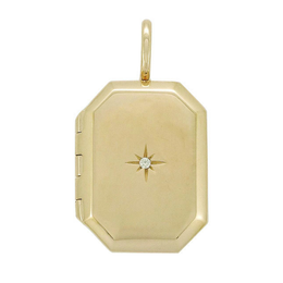 Casablanca Yellow Gold Plated Square Locket With Beaded Chain