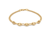 Yellow Plated Silver Fancy Bracelet 7.5 Inch