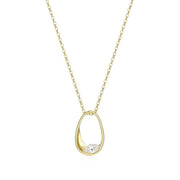 Elle Sterling Silver Yellow Gold Plated Wink Marquise CZ Oval Necklace
