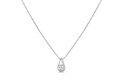 Casablanca Sterling Silver Bezel CZ Drop Necklace