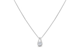 Casablanca Sterling Silver Bezel CZ Drop Necklace