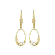 Elle Sterling Silver Yellow Gold Plated Wink CZ Leverback Drop Earrings