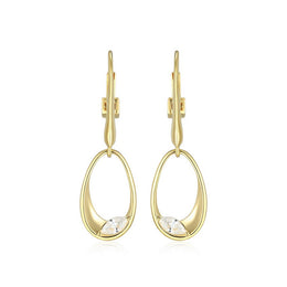 Elle Sterling Silver Yellow Gold Plated Wink CZ Leverback Drop Earrings