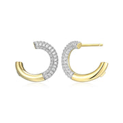 Elle Sterling Silver Yellow Gold Plated Half Circle Reversa CZ Hoop Earrings