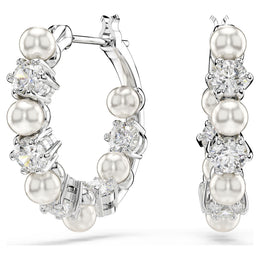 Swarovski Matrix Hoop Crystal & Pearl Earrings