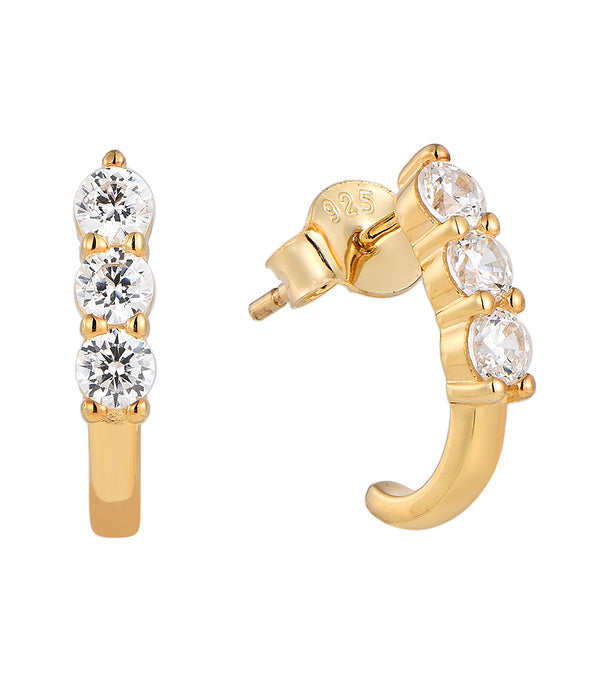 Casablanca Gold Plated CZ Half Hoop Earrings
