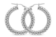 Casablanca Sterling Silver Weaved Hoop Earrings
