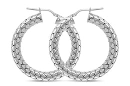 Casablanca Sterling Silver Weaved Hoop Earrings