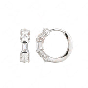 Casablanca Brass Rhodium Plated CZ 3MM Huggie Hoop Earrings