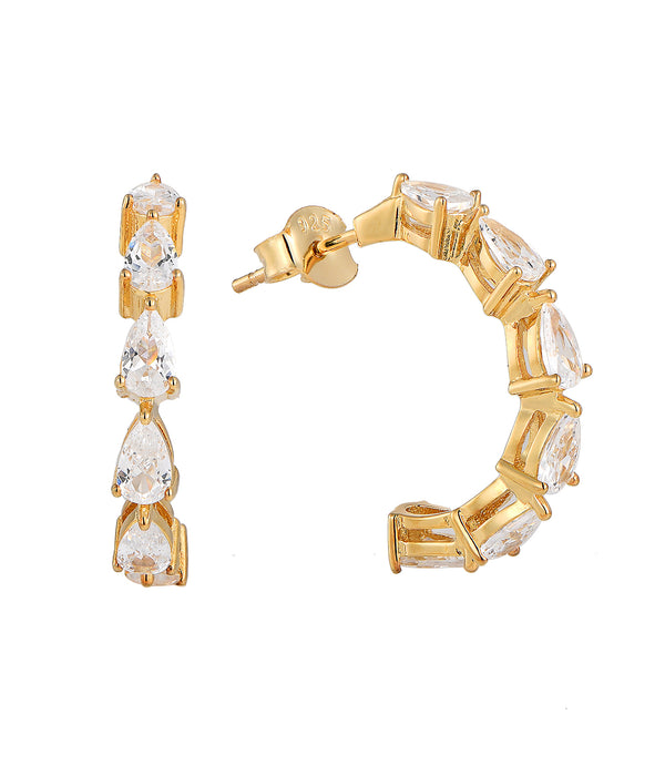 Casablanca Gold Plated CZ Half Hoop Earrings