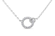 Casablanca Silver CZ Double Circle Necklace