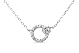 Casablanca Silver CZ Double Circle Necklace