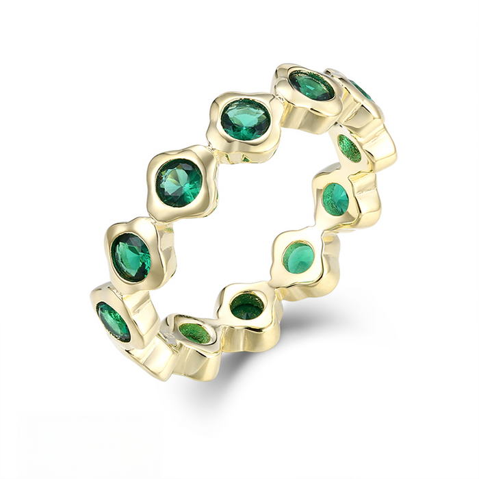 Casablanca Yellow Gold Plated Green Stone Ring