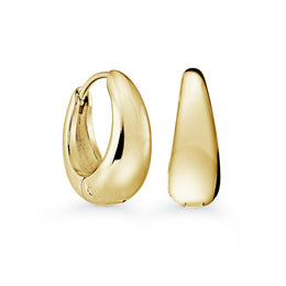 Italgem Yellow Gold Plated Stainless Steel Chunky Teardrop Huggie Hoop Earrings