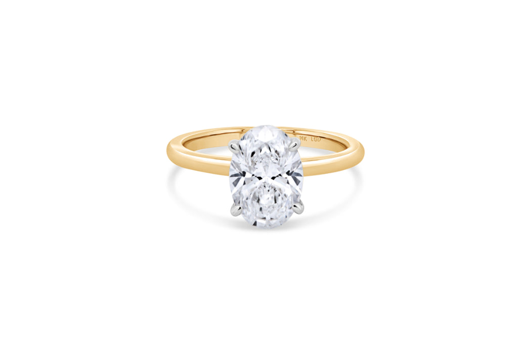2.09CT Lab Grown Yellow Gold Oval Solitaire Engagement Ring