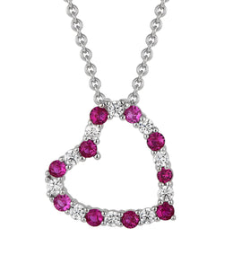Casablanca Sterling Silver CZ Red Heart Necklace