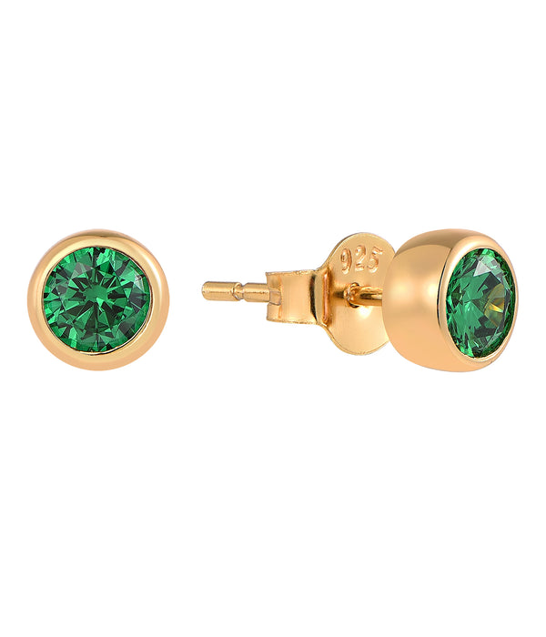 Casablanca Sterling Silver Bezel Birthstone Stud Earrings