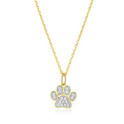 Monte Luna Yellow Gold Plated Paw Print Diamond Necklace