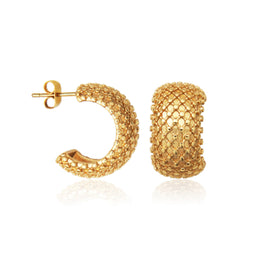 Steelx Ion Gold Plated Puffy Hoop Earrings