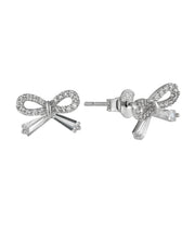 Casablanca Sterling Silver CZ Bow Stud Earrings
