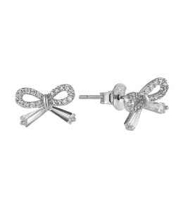 Casablanca Sterling Silver CZ Bow Stud Earrings