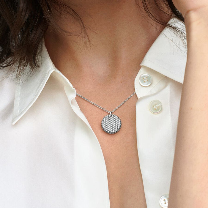 FINAL SALE - Pandora Timeless Pavé Round Sterling Silver Pendant Necklace