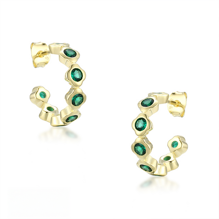 Casablanca Gold Plated Green CZ Earrings