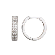 Casablanca Rhodium Plated CZ Silver Tone Hoop Earrings