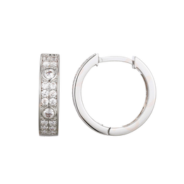 Casablanca Mixed Rhodium Plated CZ Silver Tone Hoop Earrings