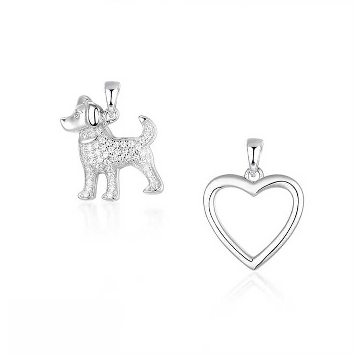 Casablanca Silver CZ Dog Heart Necklace