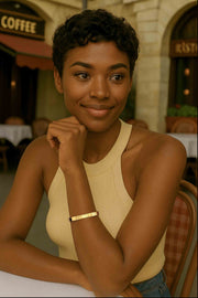 Customizable Yellow Gold Plated or Sterling Silver Charm ModuType Cuff Bracelet SS25B001G