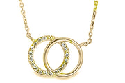 Casablanca 10k Yellow Gold CZ Double Circle Necklace