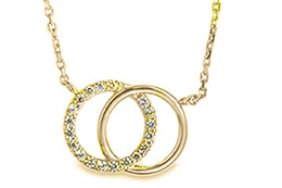 Casablanca 10k Yellow Gold CZ Double Circle Necklace