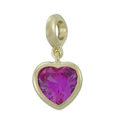 Casablanca Yellow Gold Plated CZ Red Ruby Heart Necklace