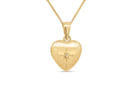 Casablanca 10k Yellow Gold Diamond Star Heart Locket Necklace
