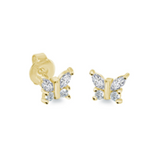 Italgem Veloria Mini Yellow Gold Plated Stainless Steel White CZ Butterfly Kid's Stud Earrings