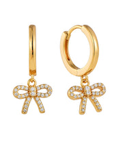 Casablanca Yellow Gold Plated Hoop With Bow Dangle