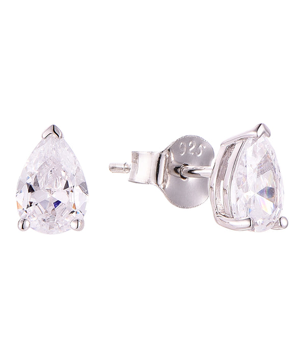 Casablanca Silver Pear Cut Stud Earrings: Small