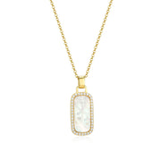 Elle Allure Sterling Silver Yellow Gold Plated Mother Of Pearl CZ Necklace