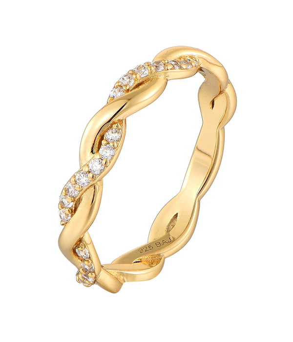Casablanca Gold Plated CZ Twist Ring