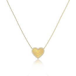Yellow Gold Plated Heart Initial Necklace AW24N008A