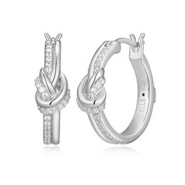 Elle Sterling Silver Unity Twisted Knot CZ Hoop Earrings