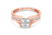 0.75CTW Rose Gold Natural Diamond Engagement Ring