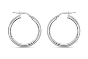Casablanca Silver Smooth Hoop Earrings
