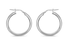 Casablanca Silver Smooth Hoop Earrings