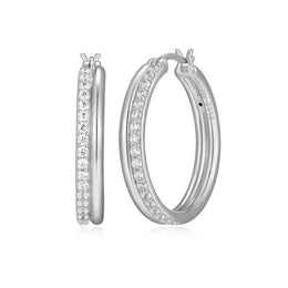 26MM Elle Goddess CZ Sterling Silver Earrings