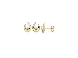 Casablanca Yellow Gold Plated CZ Pearl Stud Earrings