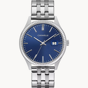 Caravelle Men's Blue Dial Stainless Steel Dress Watch 43B151